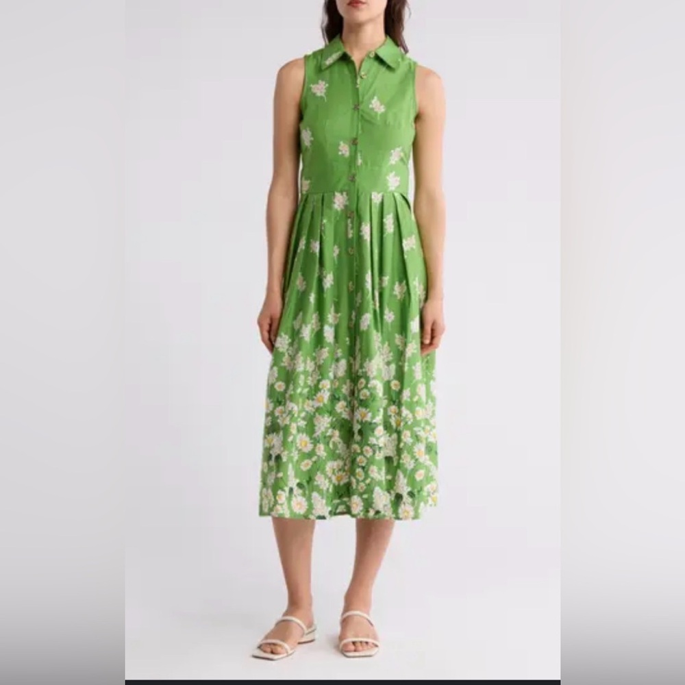 Tommy Hilfiger Sleeveless Cotton Floral Midi Shirtdress